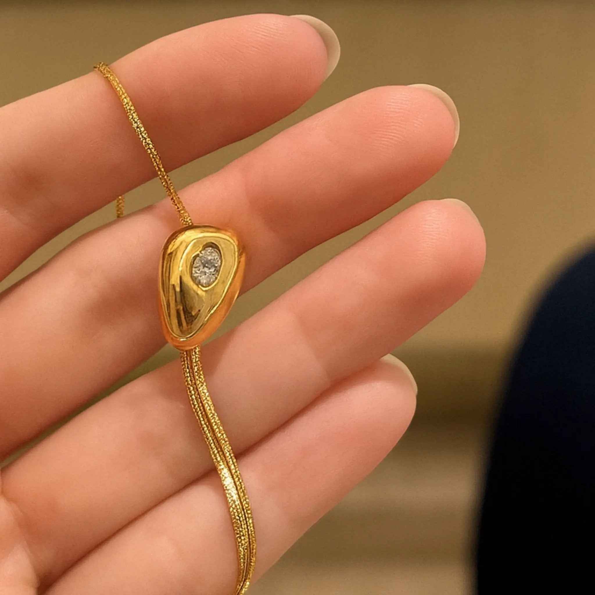 Golden Pebble Necklace