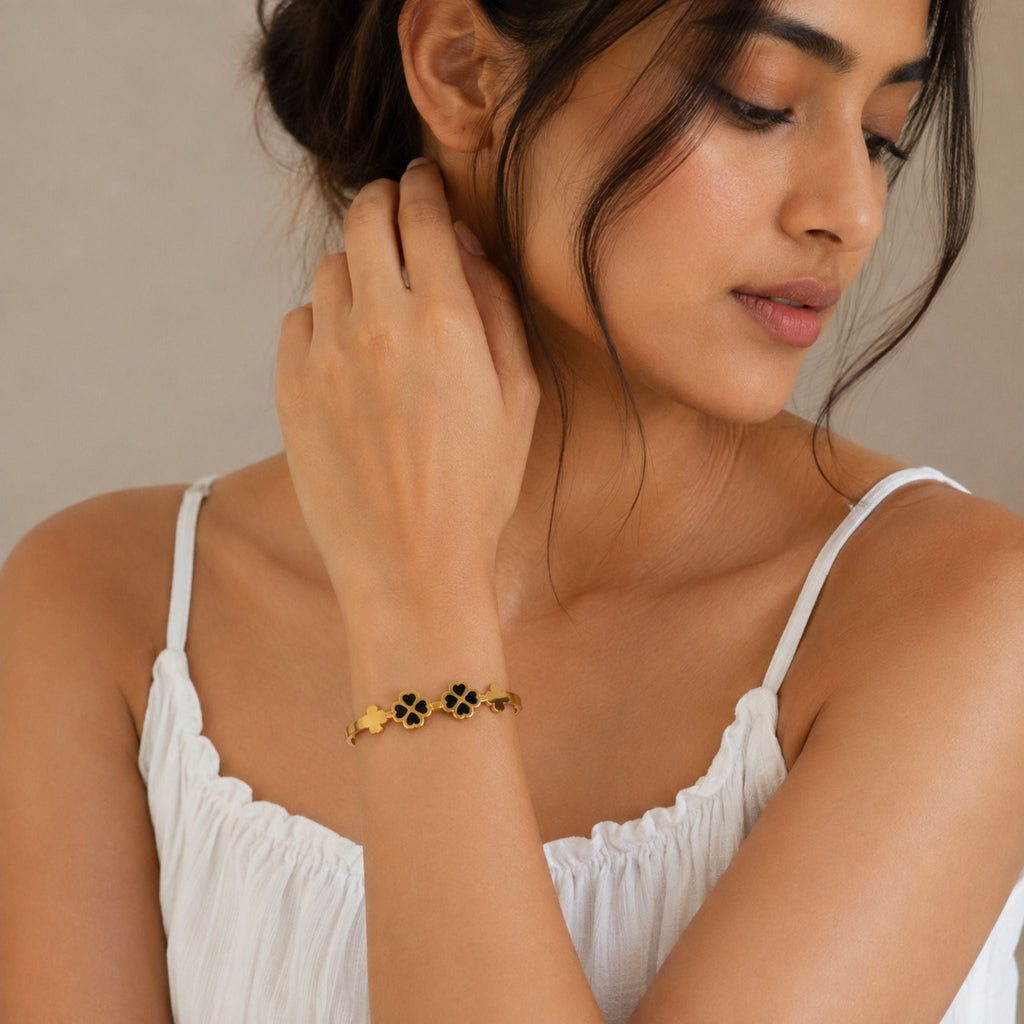 Gold Black Clover Bangle N3VO