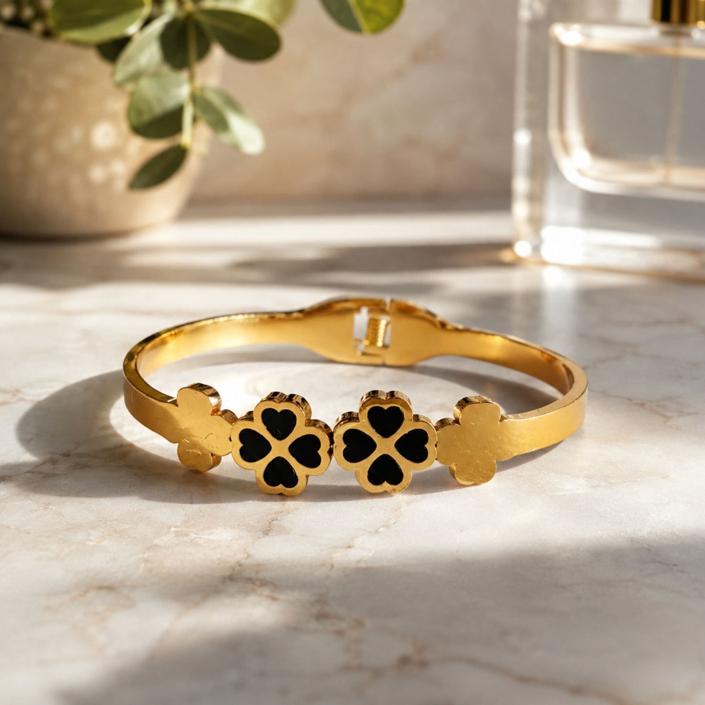 Gold Black Clover Bangle N3VO
