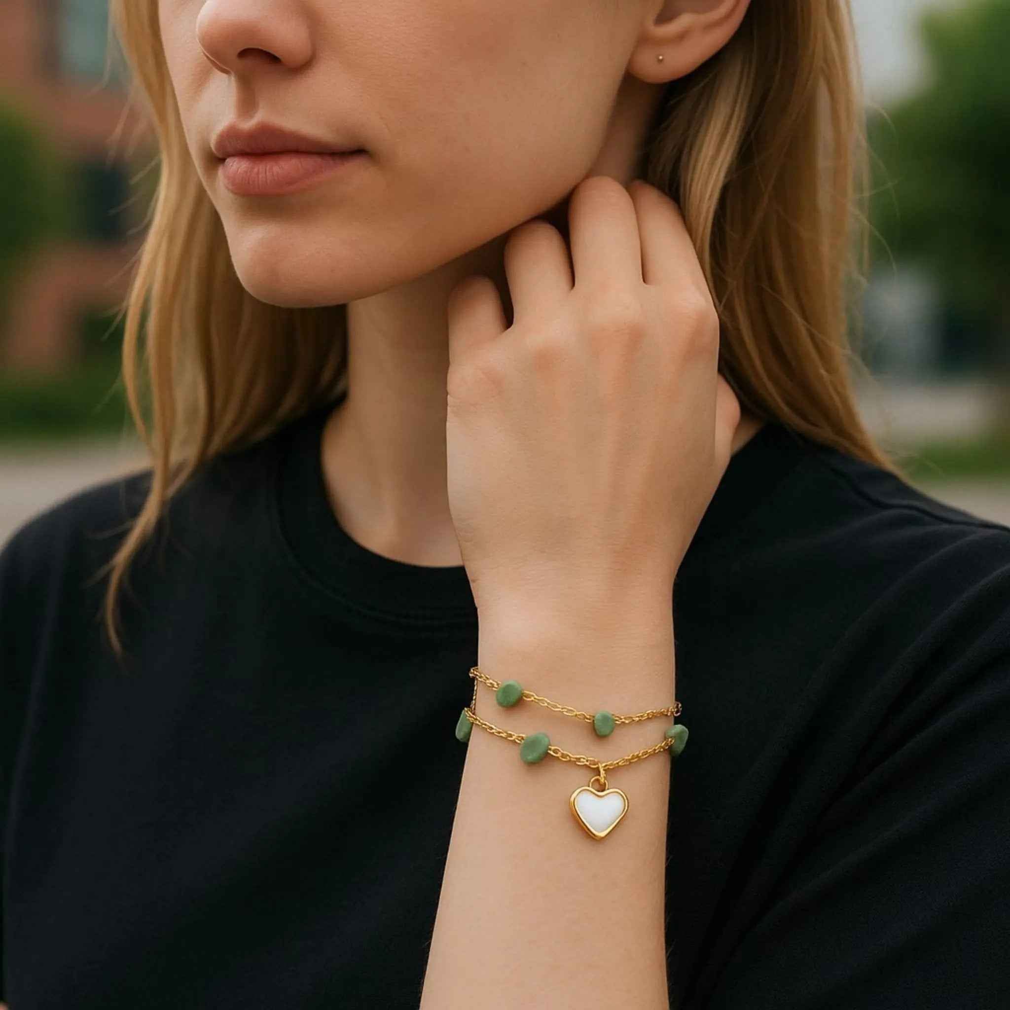 Green Heartstone Bracelet