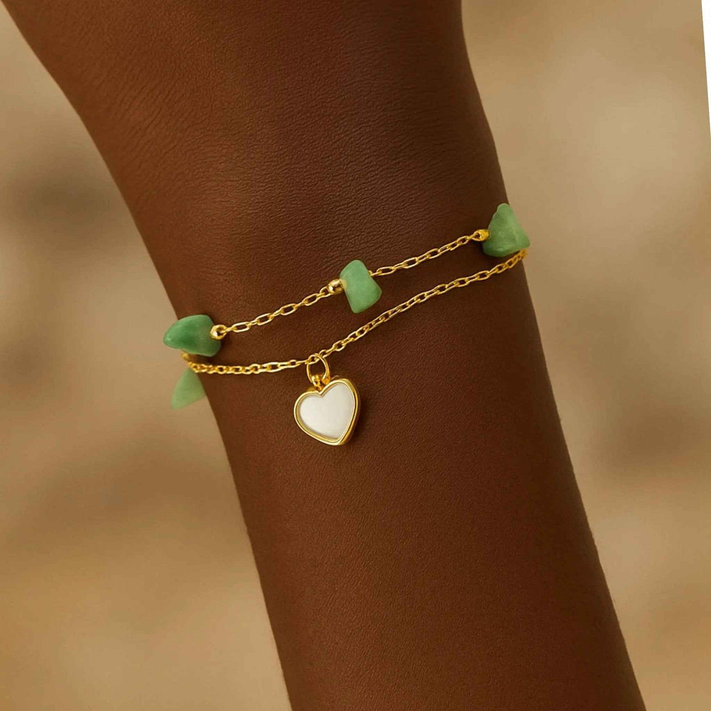 Green Heartstone Bracelet