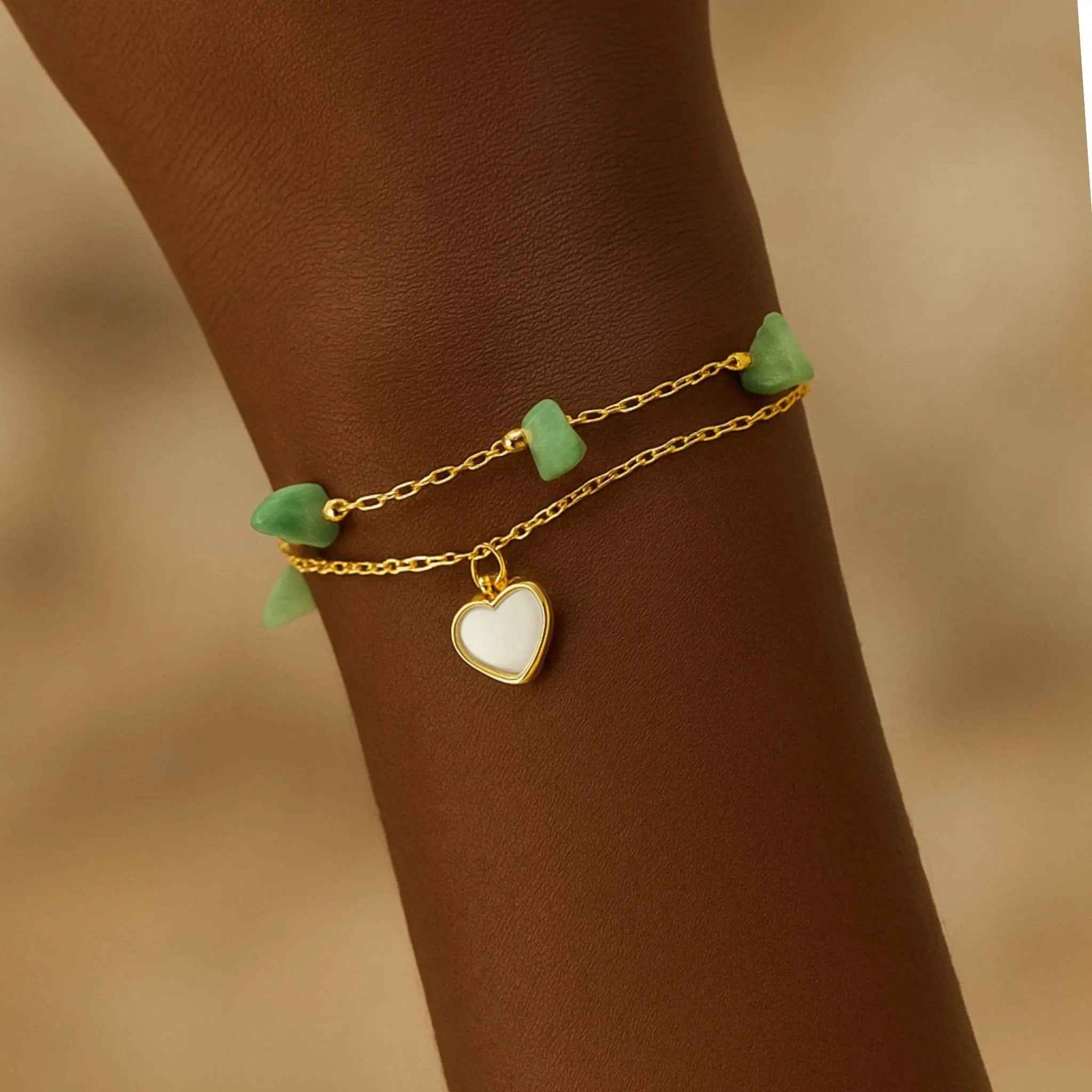 Green Heartstone Bracelet