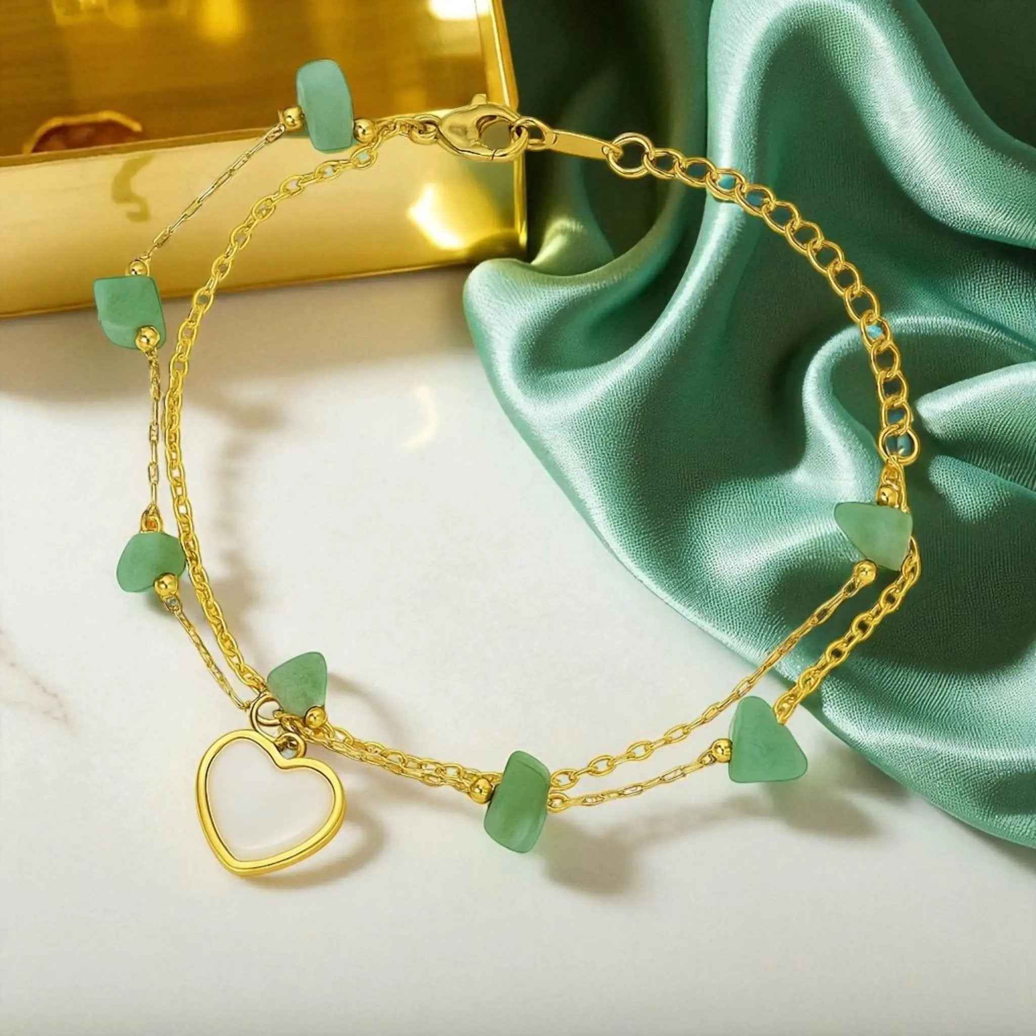 Green Heartstone Bracelet