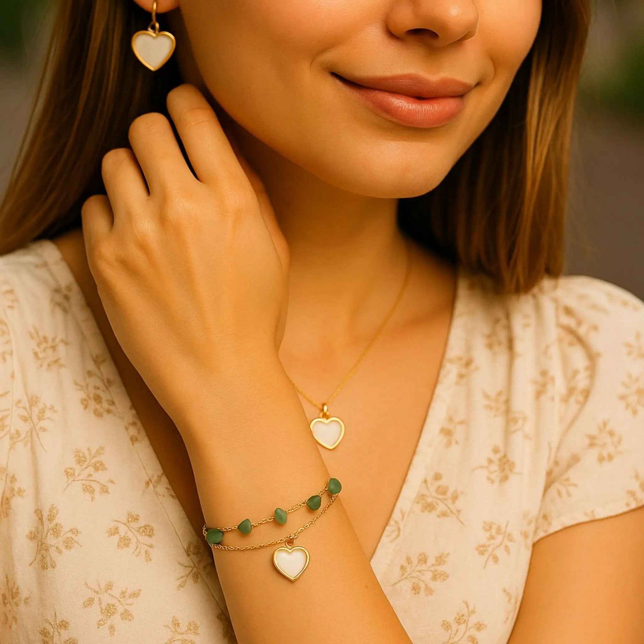 Green Heartstone Bracelet