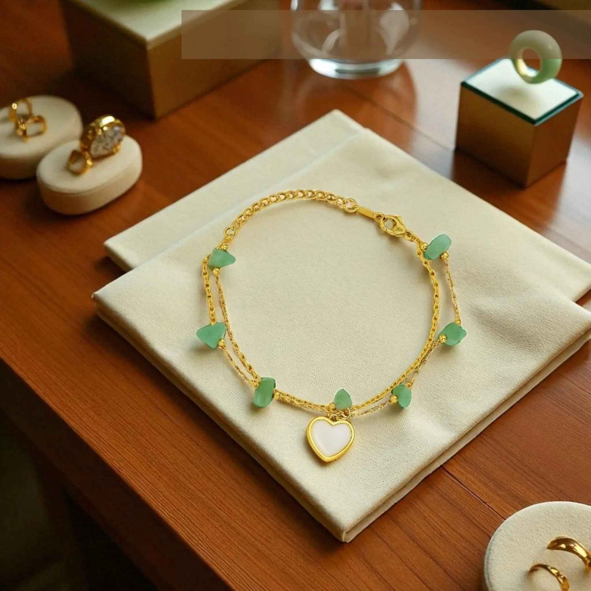 Green Heartstone Bracelet