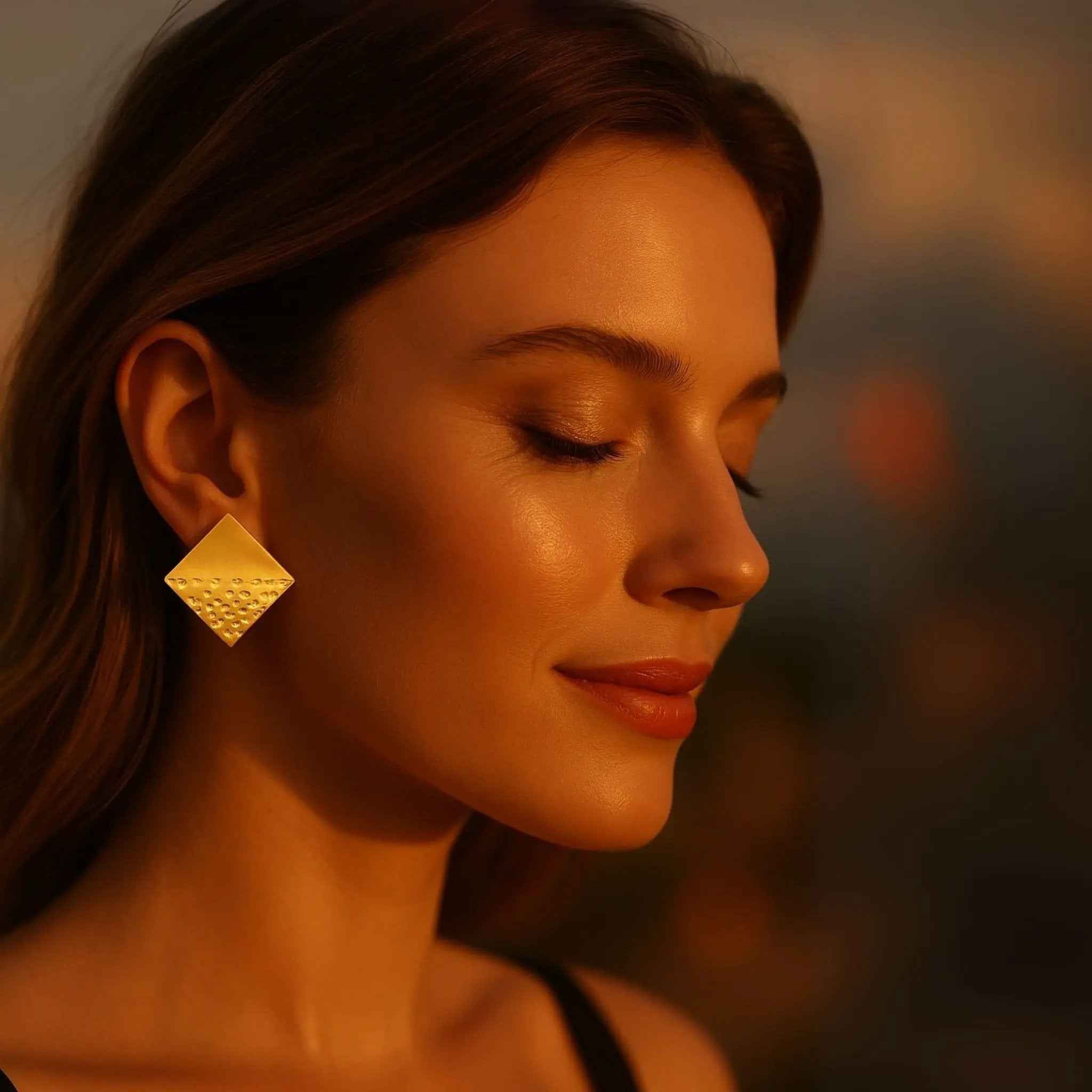 Hammered Diamond Earrings