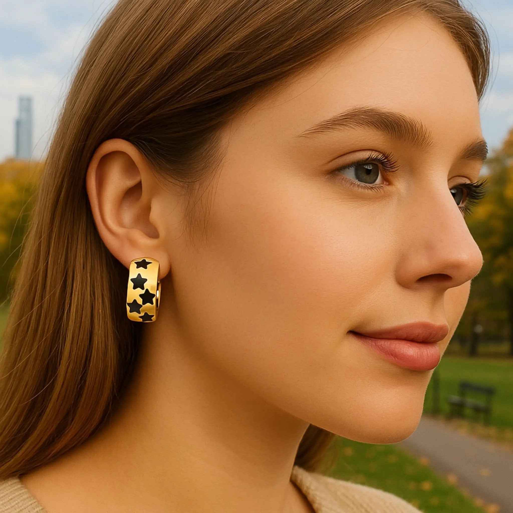 Stellar Noir Hoops