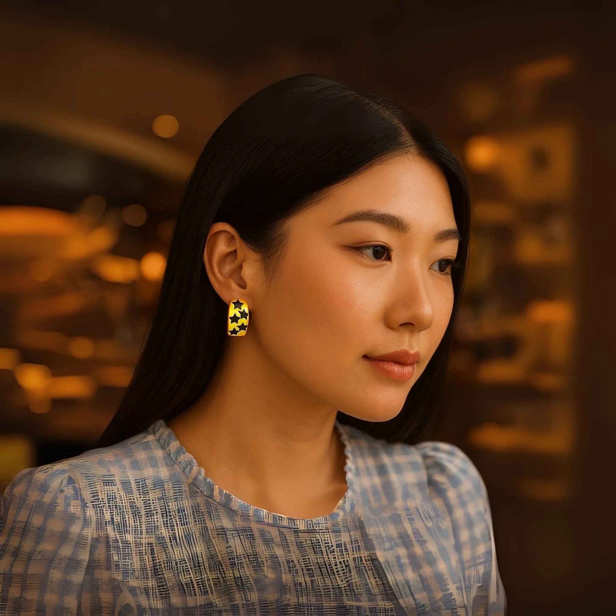 Stellar Noir Hoops
