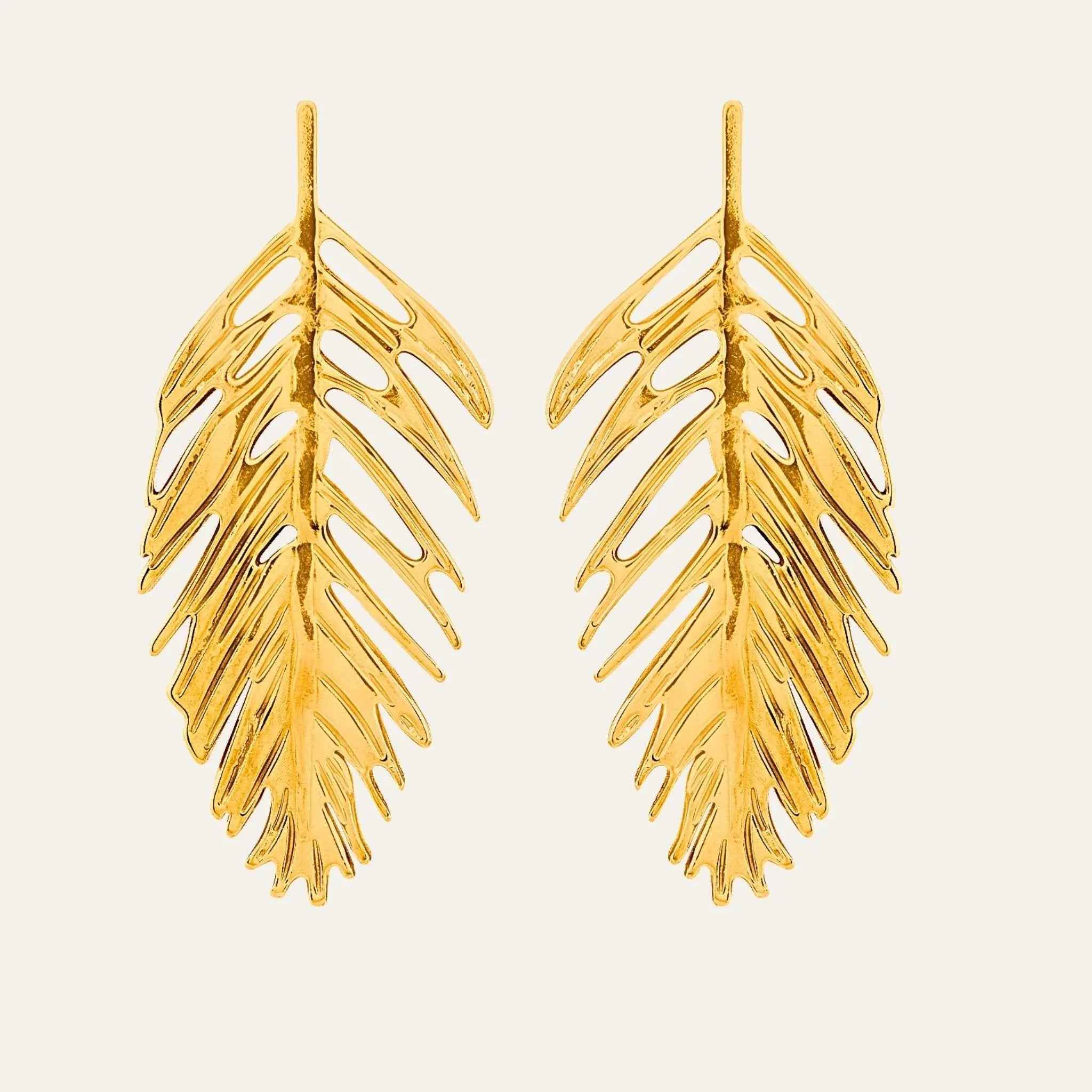 Golden Fern Studs