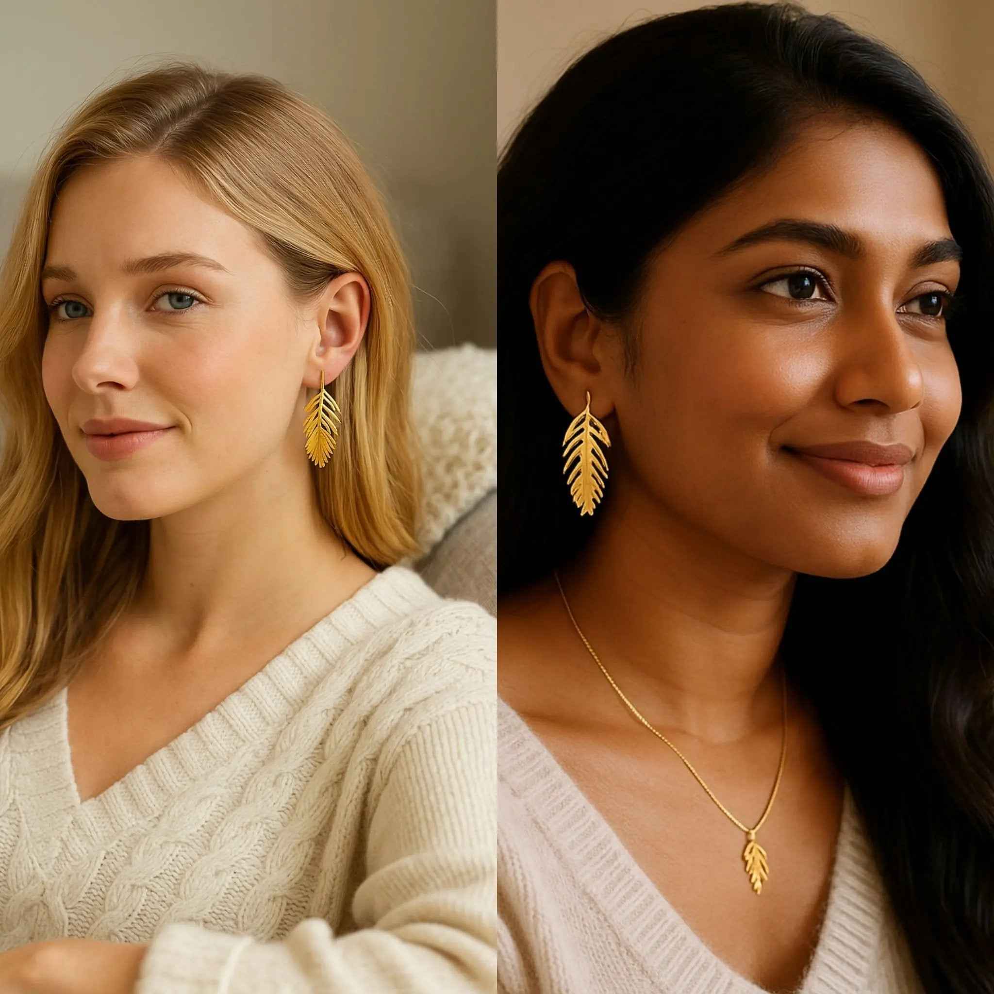 Golden Fern Studs