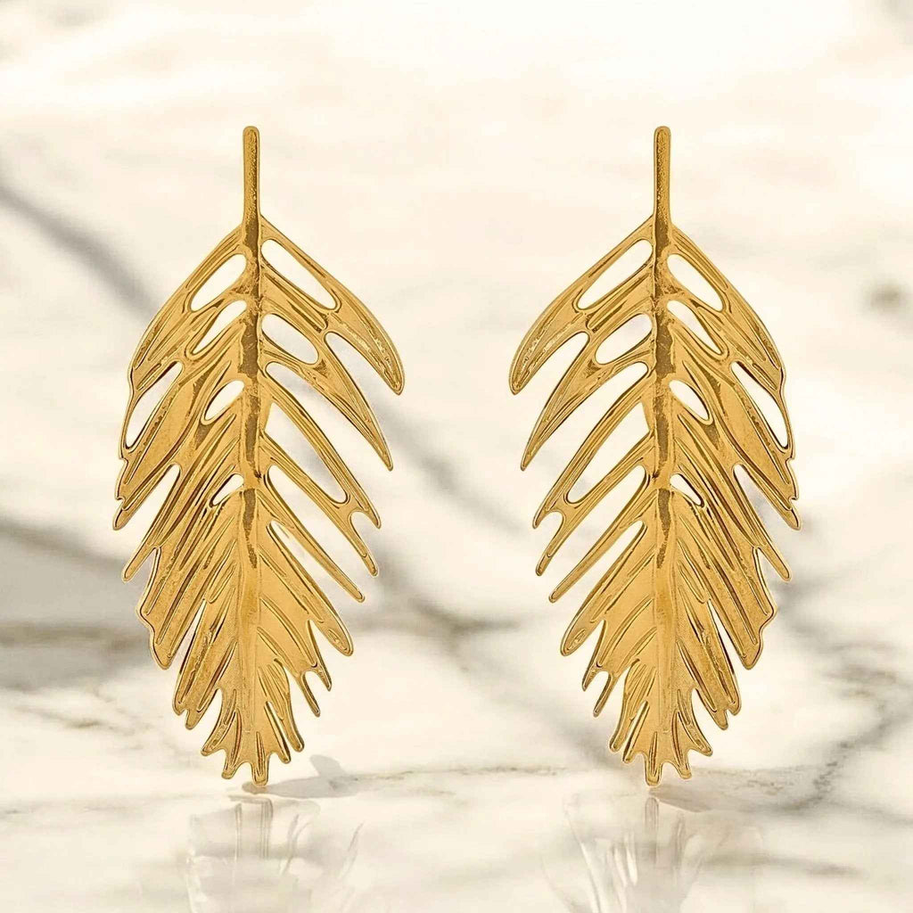 Golden Fern Studs