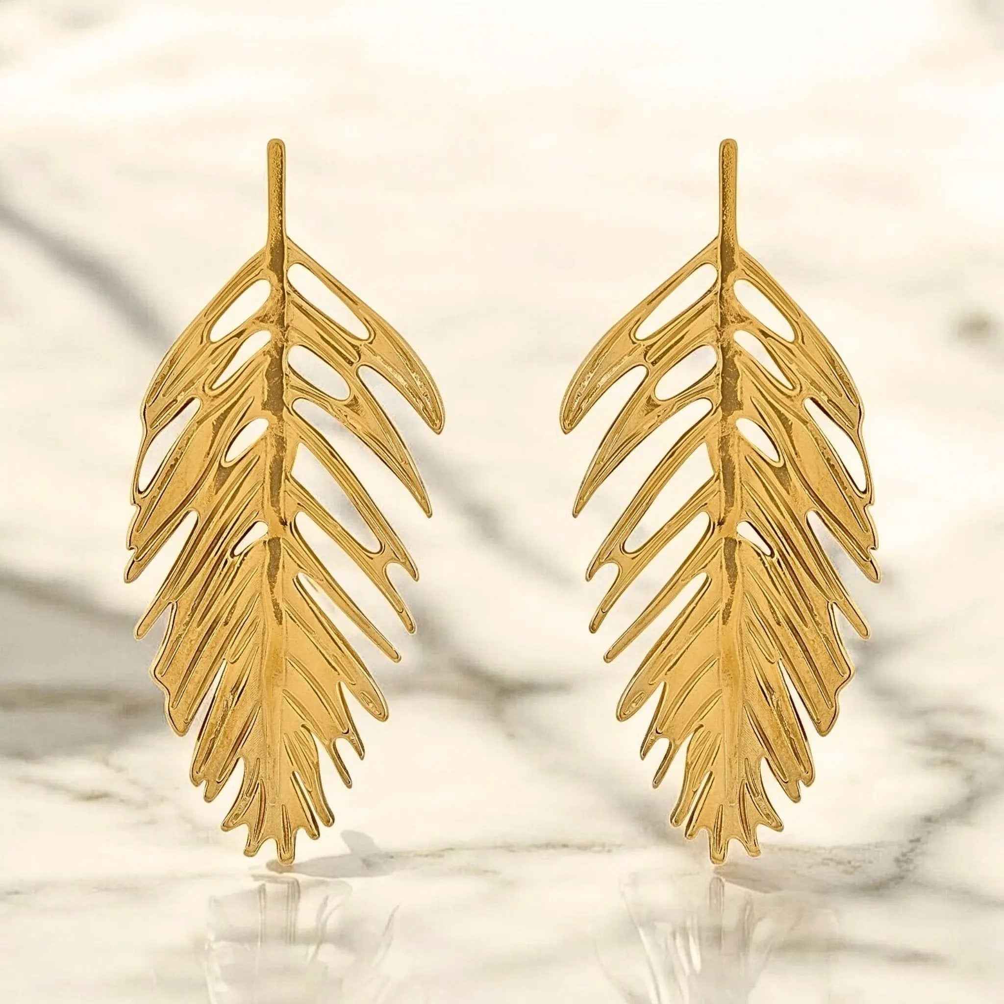 Golden Fern Studs