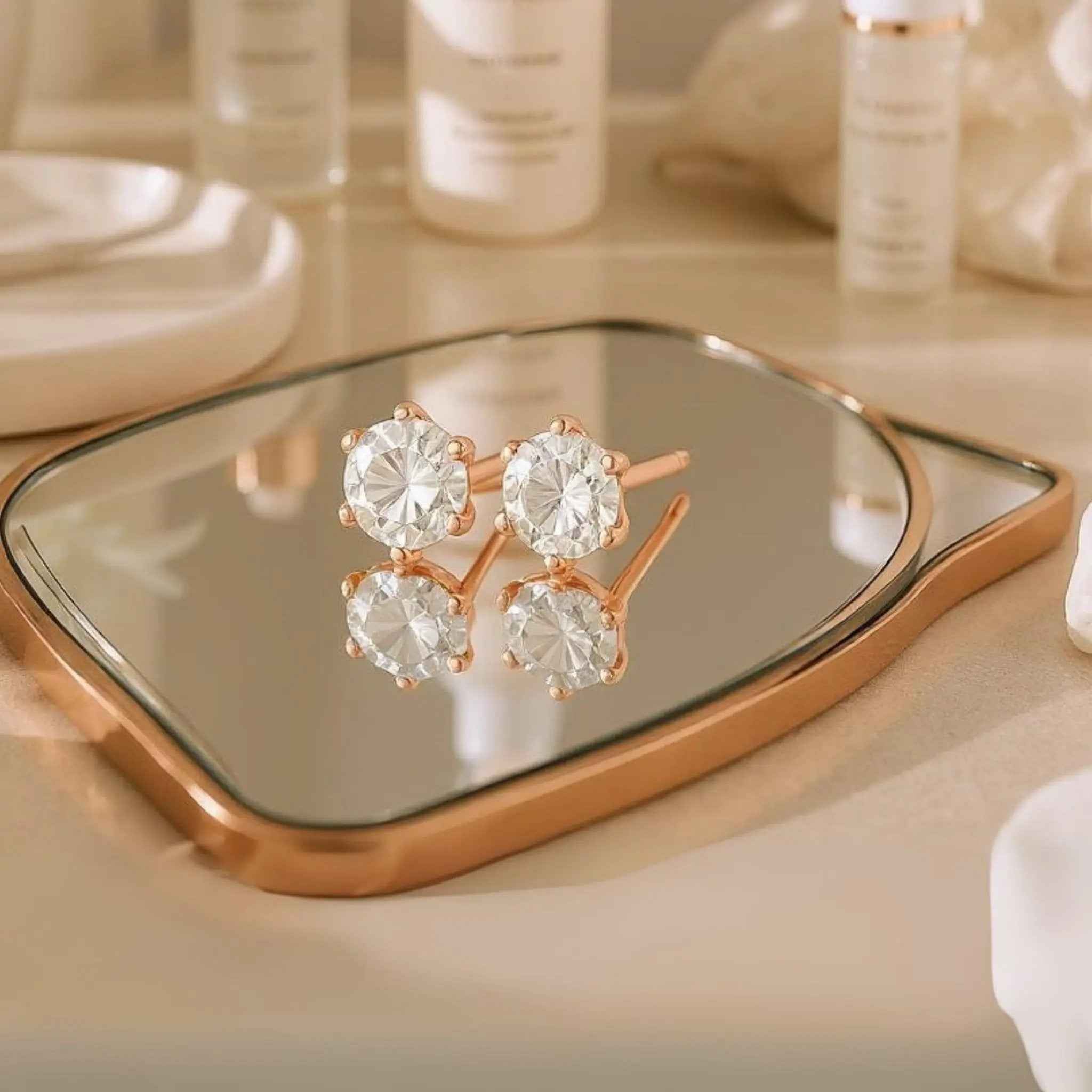 Rosé Solitaire Studs