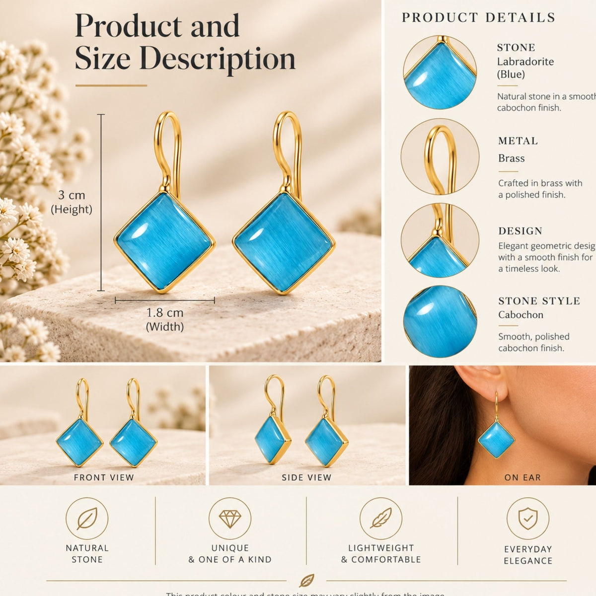 Cabochon Skyglass Earrings N3VO