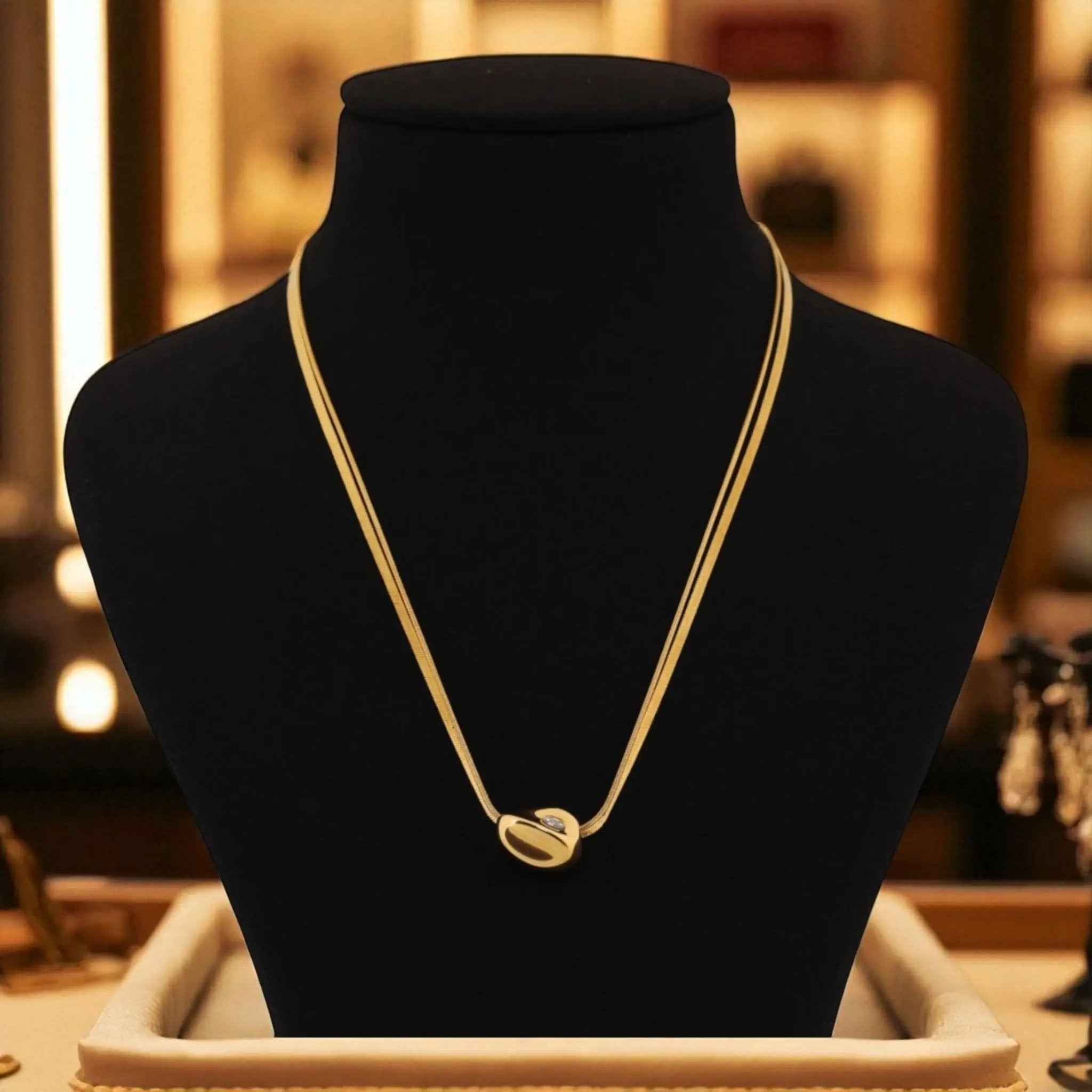Golden Pebble Necklace