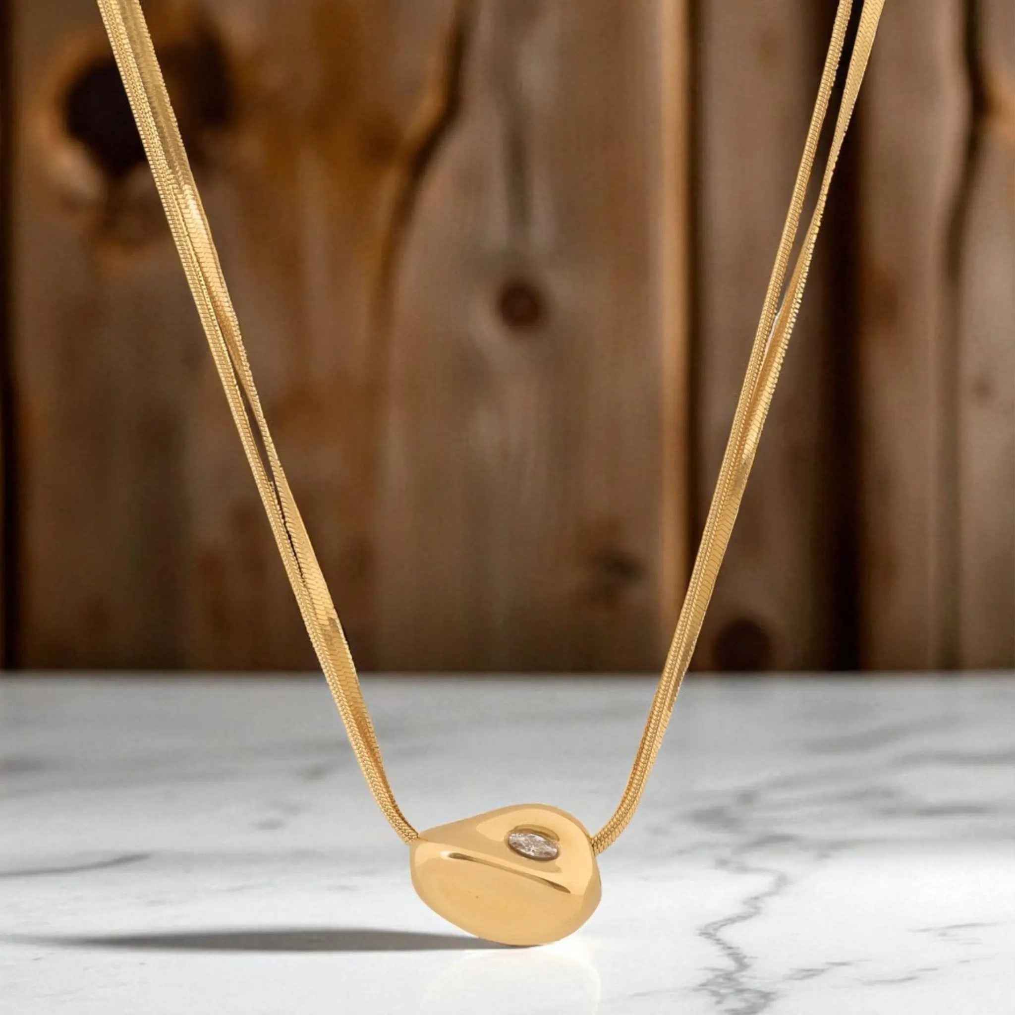 Golden Pebble Necklace