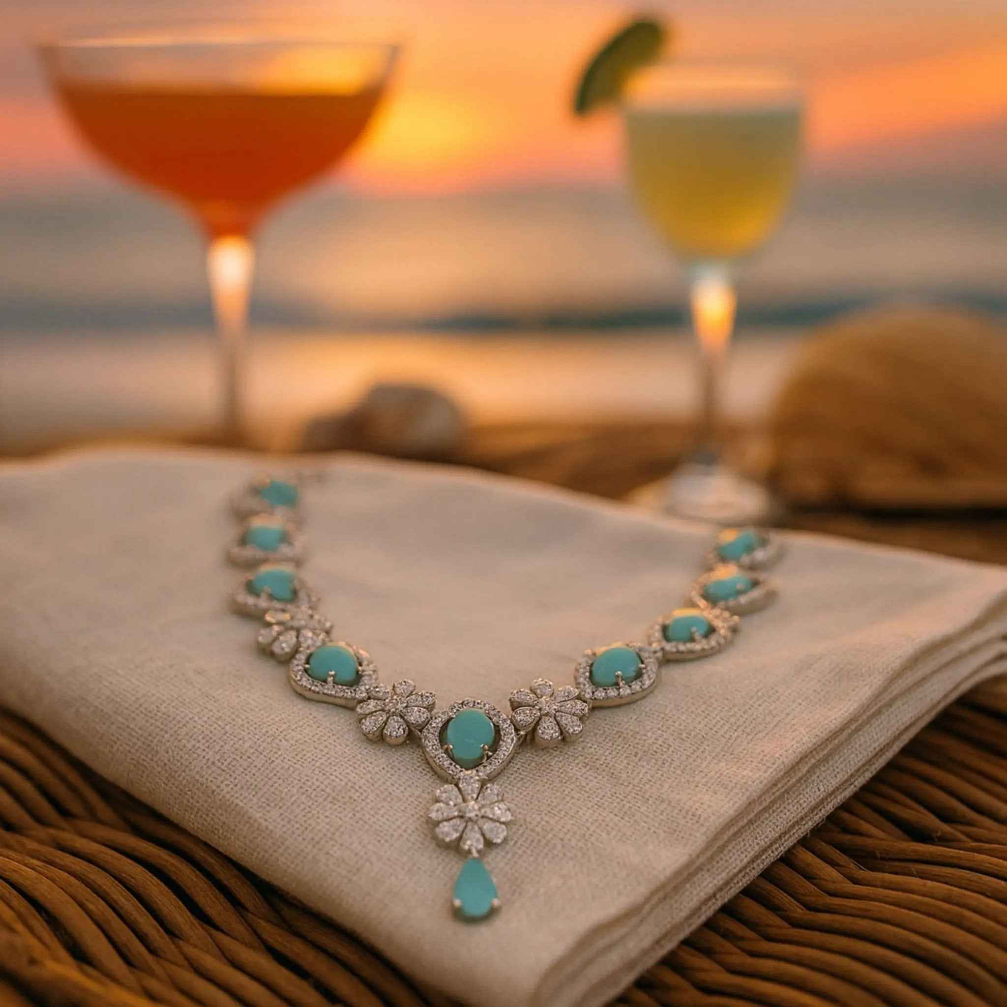 Aurora Aqua Bloom Jewelry Set