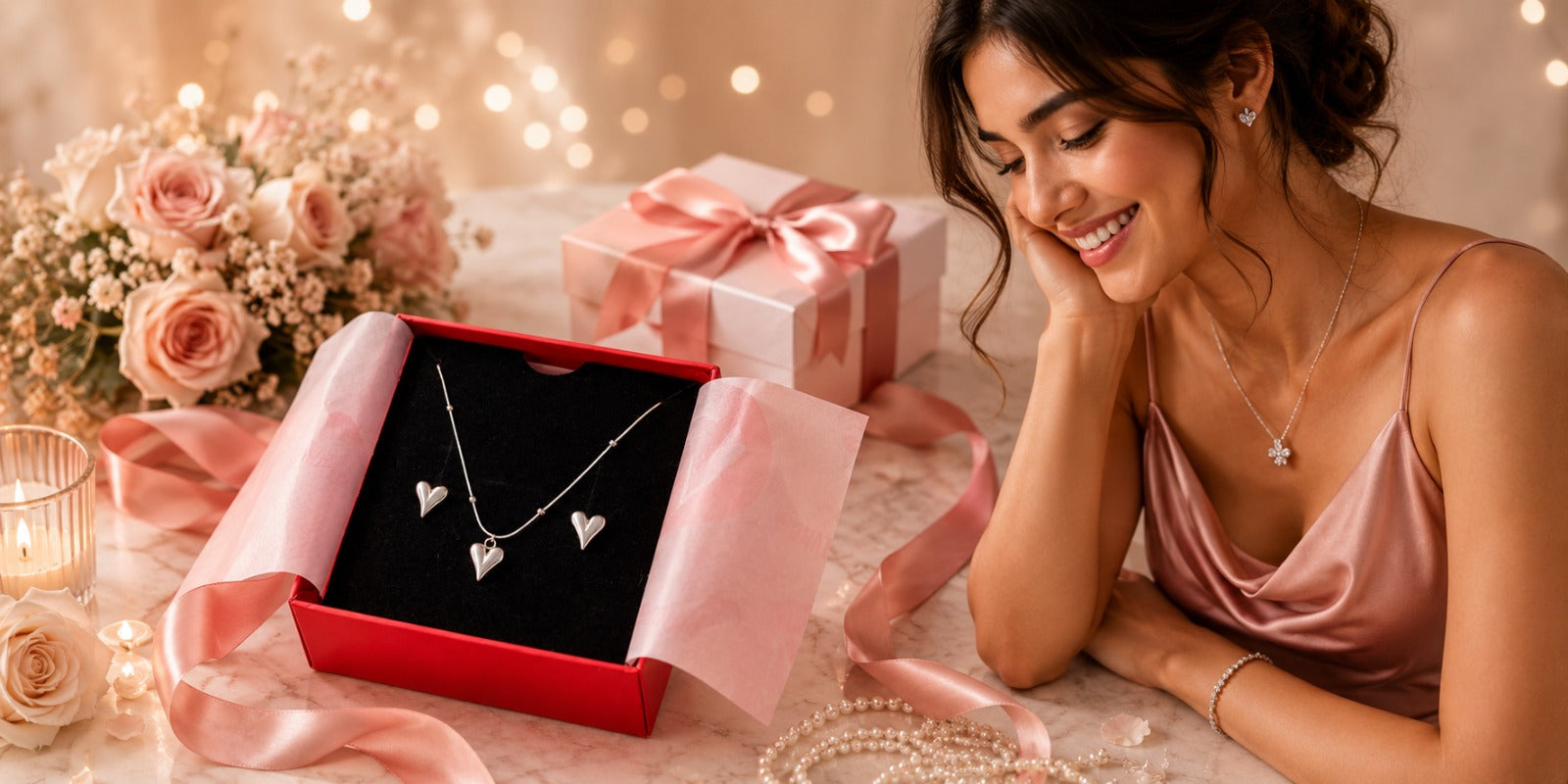 Luxury men’s gift styled with satin ribbon and roses